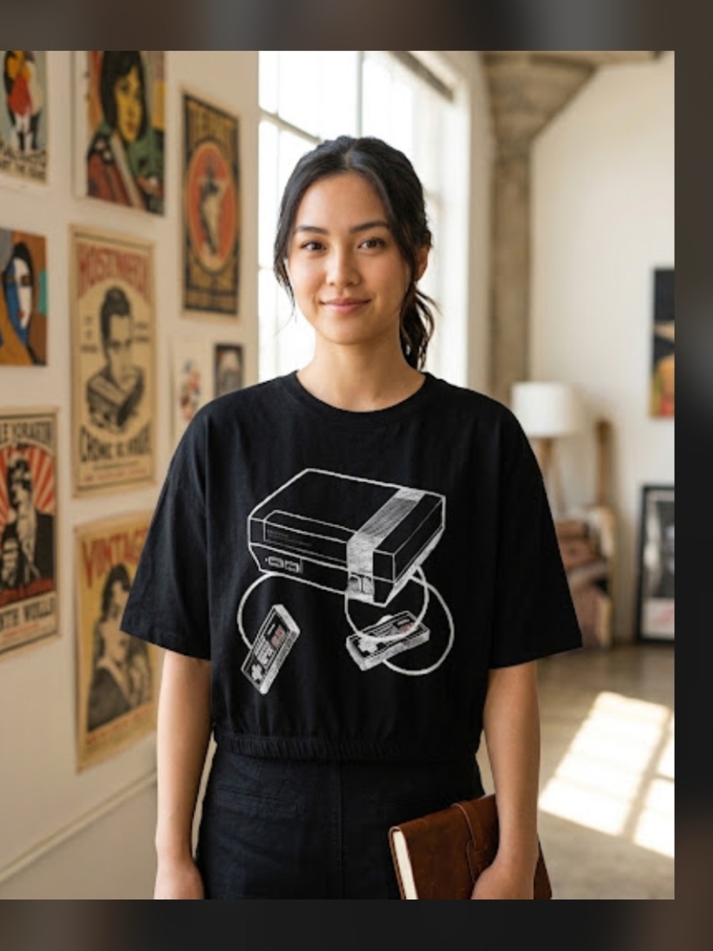 Black Portable Audio & Video Tee – Classic Console Graphic